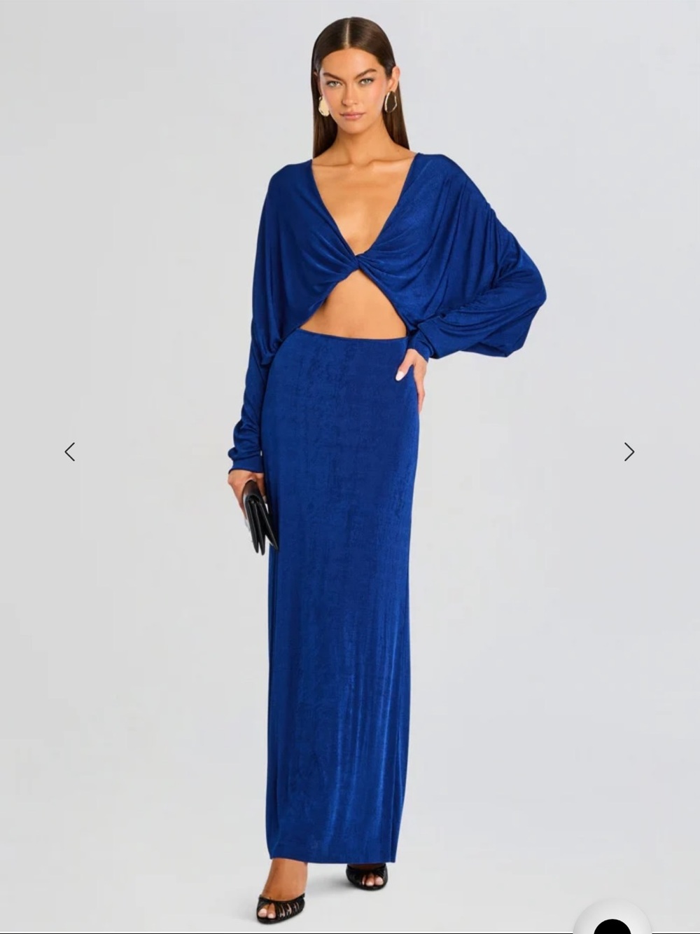 Retrofête SEROYA Cobalt Blue Twist-Front Maxi Dress